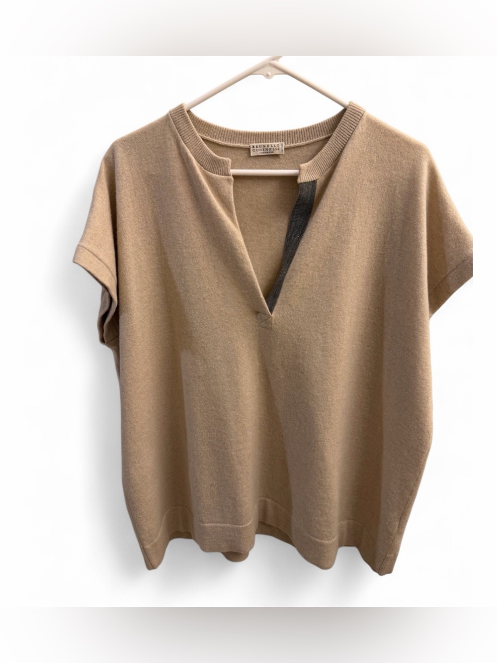 Brunello Cucinelli 100% Cashmere Monili V Neck Sweater Size M